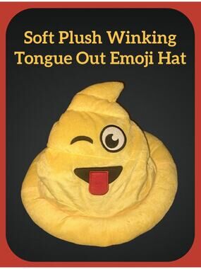 Soft Plush Winking & Tongue Out 12" Emoji Wizard Hat